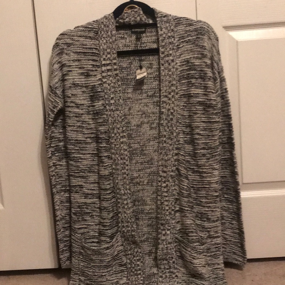 Black and White Marled Express Cardigan